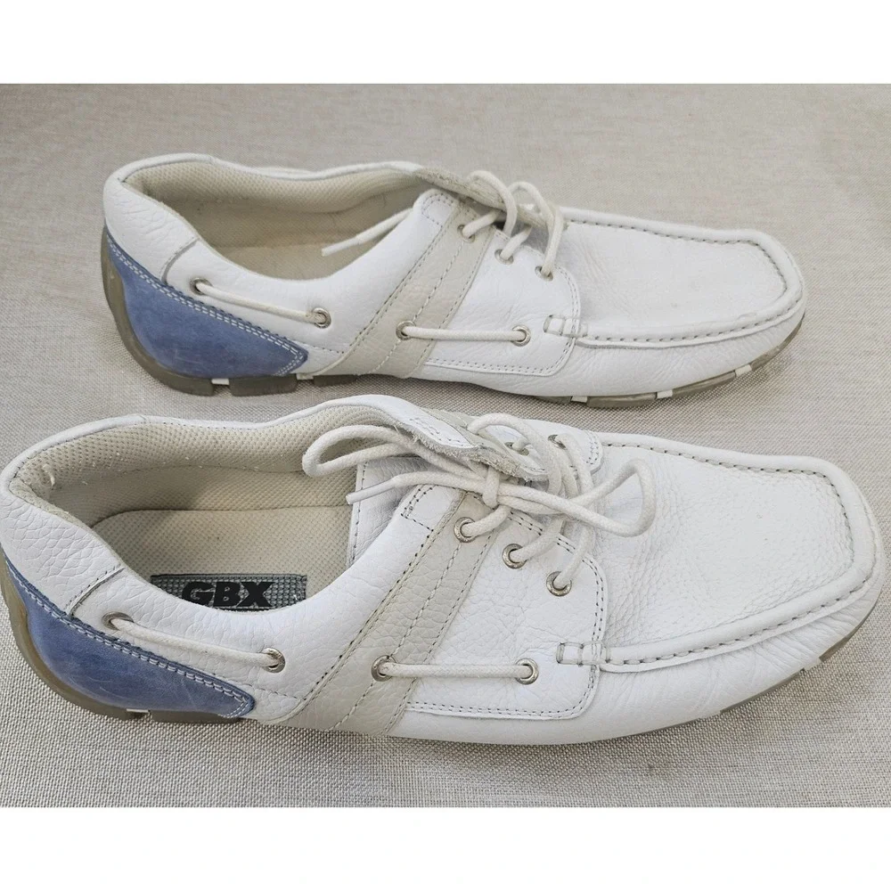 GBX Elite Boat Shoes Mens 13M White Leather Loafers 00558731 Nautical Casual